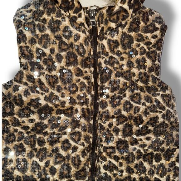 Children’s Place VTG Y2K Vest Animal Print Sequins Faux Fur Hooded Girl’s S 5/6 - Picture 12 of 16